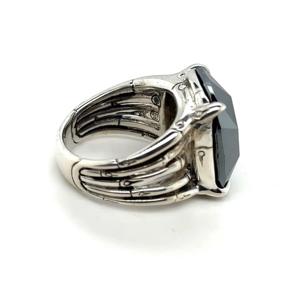 John Hardy Sterling Silver Bamboo Hematite Ring - Picture 4 of 7